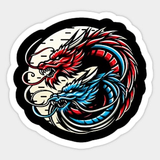 Twin Dragon Sticker